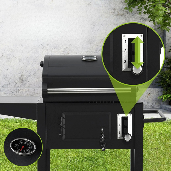 GRILL WĘGLOWY BBQ Z TERMOMETREM RUSZTEM POKRYWĄ I POKROWCEM MISSOURI 86CM