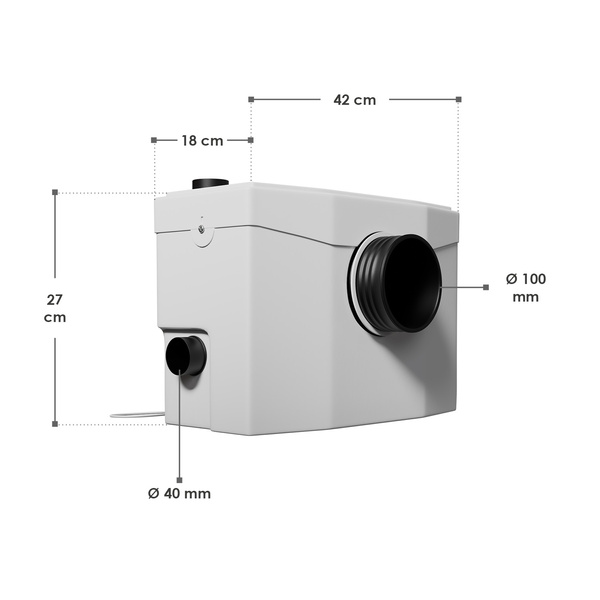 POMPA WC ROZDRABNIACZ MŁYNEK ŚCIEKÓW PRZEPOMPOWNIA TOALETY 600W DO 7M 240L