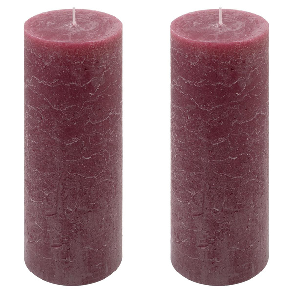 ŚWIECE STOŁOWE BORDOWE RUSTYKALNE 2 SZT 7,5x20CM ŚWIECZKI WALCOWE KOLUMNOWE