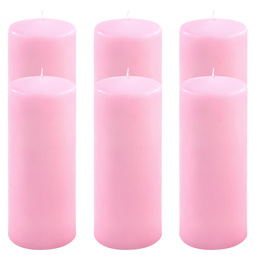 ŚWIECE STOŁOWE RÓŻOWE 6 SZT 25x10 CM ŚWIECZKI WALCOWE TRADYCYJNE KOLUMNOWE