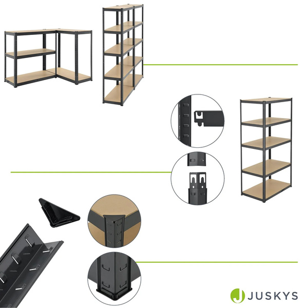 6x REGAŁ MAGAZYNOWY 180x90x40CM 5250KG SZARY METALOWY PÓŁKI GARAŻ PIWNICA