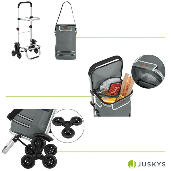 WÓZEK 3w1 NA ZAKUPY ZAKUPOWY NA SCHODY TORBA NA KÓŁKACH SKŁADANY SZARY