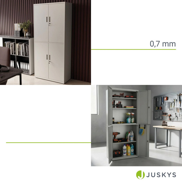 SZAFA METALOWA BIUROWA NA DOKUMENTY AKTA KLUCZ WARSZTATOWA DO GARAŻU SZARA