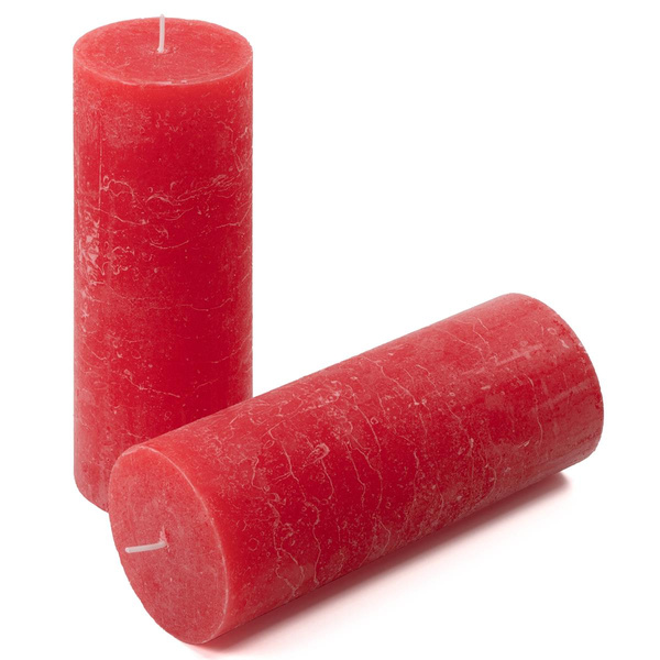 ŚWIECE STOŁOWE CZERWONE RUSTYKALNE 2 SZT 7,5x20 CM ŚWIECZKI KOLUMNOWE
