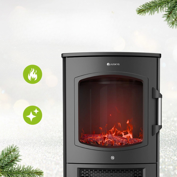 KOMINEK ELEKTRYCZNY 1800W CZARNY ELEKTROKOMINEK Z EFEKTEM PŁOMIENIA + PILOT