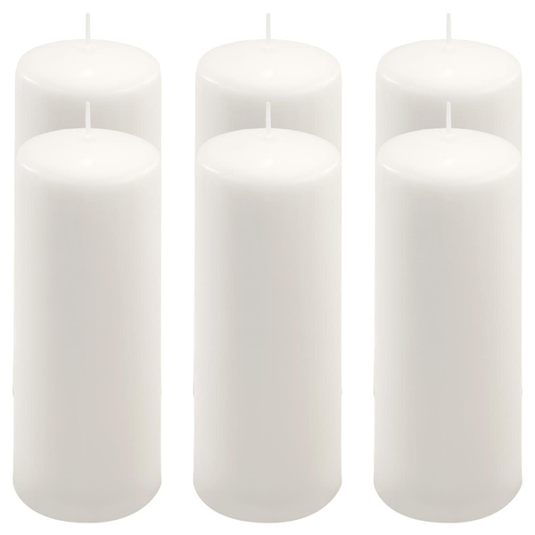 ŚWIECE STOŁOWE BIAŁE 6 SZT 20x7,5 CM ŚWIECZKI TRADYCYJNE KOLUMNOWE