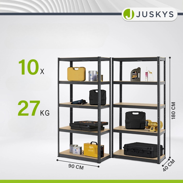 2x REGAŁ MAGAZYNOWY 180x90x40 CM 1750KG METALOWY PÓŁKI GARAŻ PIWNICA SZARY 