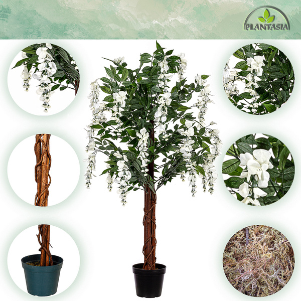 SZTUCZNE DRZEWO WISTERIA GLICYNIA BIAŁA 120 CM