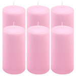 ŚWIECE STOŁOWE RÓŻOWE 6 SZT 15,5x7,5 CM ŚWIECZKI TRADYCYJNE KOLUMNOWE