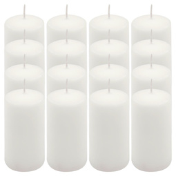 ŚWIECE STOŁOWE BIAŁE 16 SZT 10x5 CM DEKORACYJNE ŚWIECZKI WALCOWE TRADYCYJNE