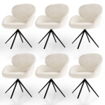 6x KRZESŁO TAPICEROWANE 360° DO SALONU JADALNI BEŻOWE ECRU KREMOWE BOUCLE