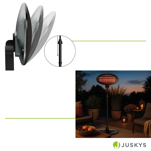 PROMIENNIK ELEKTRYCZNY 2000W TARASOWY CZARNY GRZEJNIK STOJĄCY 3 TRYBY