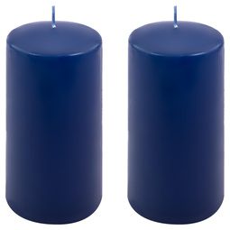 ŚWIECE STOŁOWE GRANATOWE 2 SZT 15,5x7,5 CM ŚWIECZKI TRADYCYJNE KOLUMNOWE