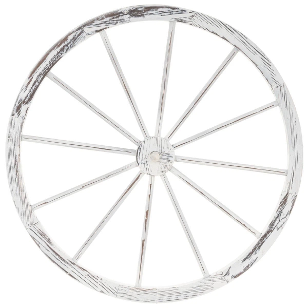 DREWNIANE KOŁO DEKORACYJNE WHITEWASH 90 CM VINTAGE DEKORACJA WESTERN