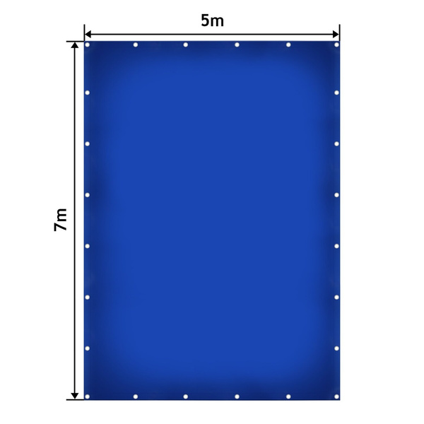 NIEBIESKA PLANDEKA 5x7 M 650G/M2 PRZEMYSŁOWA OCHRONNA Z OCZKAMI OKRYCIOWA
