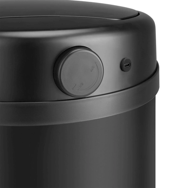 CZARNY AUTOMATYCZNY KOSZ NA ŚMIECI 50L BEZDOTYKOWY Z CZUJNIKIEM RUCHU OKRĄG