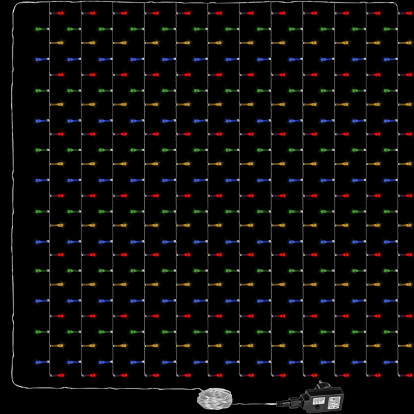 WIELOKOLOROWA KURTYNA ŚWIETLNA ZWISAJĄCE LAMPKI SOPLE 3x3M 300 DIOD