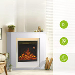 KOMINEK ELEKTRYCZNY 2000W 2 TRYBY BIAŁY NAROŻNY Z EFEKTEM PŁOMIENIA+ LED