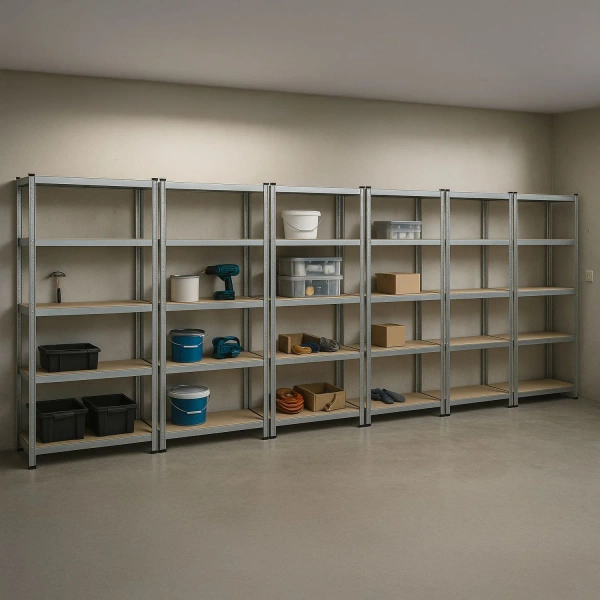 8x REGAŁ MAGAZYNOWY 180x90x40CM 7000KG SREBRNY METALOWY PÓŁKI GARAŻ PIWNICA