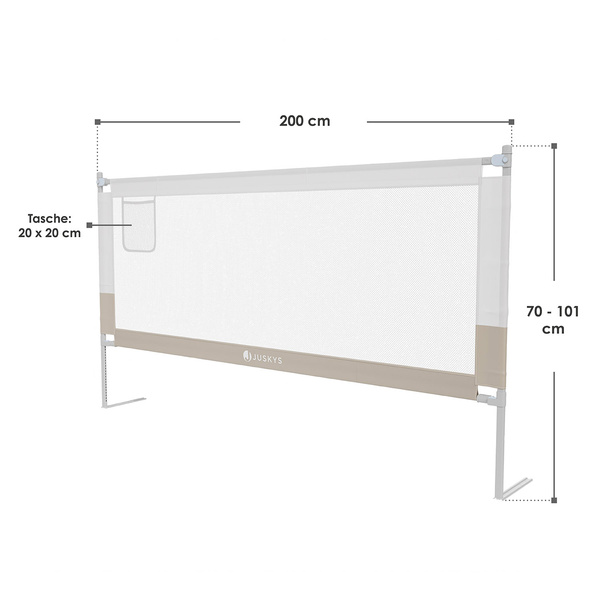 BARIERKA OCHRONNA DO ŁÓŻKA 200 CM OCHRONNA DLA DZIECKA REGULOWANA BEŻOWA