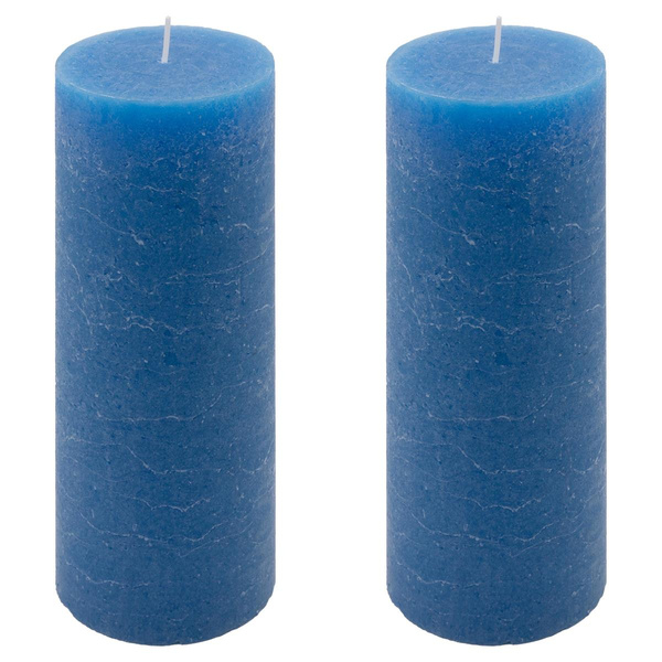 ŚWIECE STOŁOWE NIEBIESKIE RUSTYKALNE 2 SZT 7,5x20 CM ŚWIECZKI KOLUMNOWE