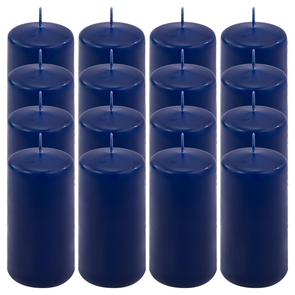 ŚWIECE STOŁOWE GRANATOWE 16 SZT 10x5 CM DEKOR ŚWIECZKI WALCOWE TRADYCYJNE
