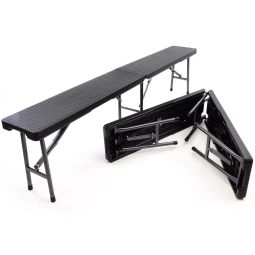 2x ŁAWKA SKŁADANA180 CM BANKIETOWA CAMPINGOWA CZARNA STYL RATTAN DO 200 KG
