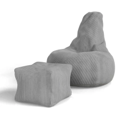 FOTEL RELAKSACYJNY TELEWIZYJNY WYPOCZYNKOWY GAMINGOWY Z PUFĄ JASNY SZARY XL