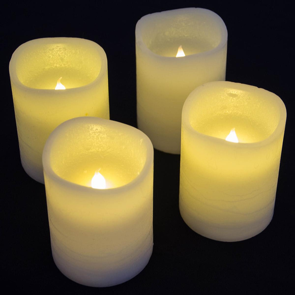 4x ŚWIECE LED Z PRAWDZIWEGO WOSKU ŚWIECZKI BEZPŁOMIENIOWE NA BATERIE +PILOT