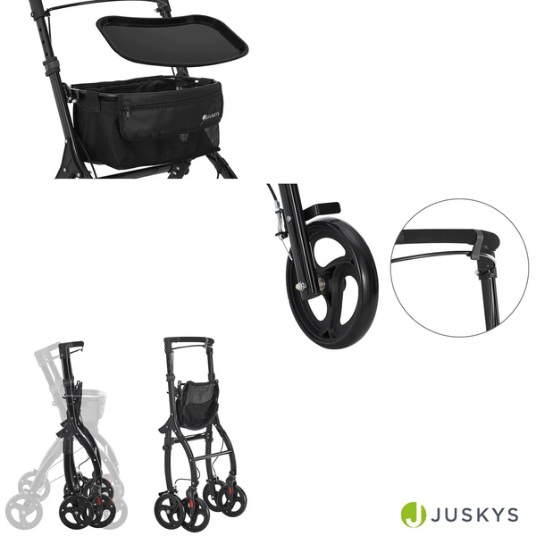 CZARNY ROLLATOR BALKONIK NA KÓŁKACH REHABILITACYJNY CHODZIK