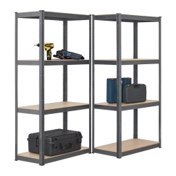 2x REGAŁ METALOWY MAGAZYNOWY 160x80x40CM 640KG PIWNICA WARSZTAT GARAŻ SZARY
