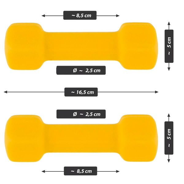 ZESTAW HANTLE NEOPRENOWE 2x 1,0 KG MAXXIVA ŻÓŁTE CIĘŻARKI FITNESS HANTELKI