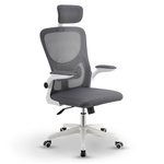 ERGONOMICZNY FOTEL BIUROWY GAMINGOWY OBROTOWY ODDYCHAJĄCY SZARY BIAŁY