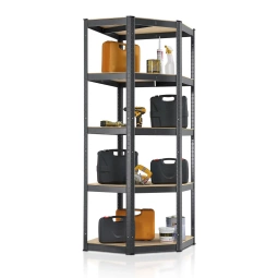 REGAŁ NAROŻNY MAGAZYNOWY METALOWY 180x70x70 CM 875KG PÓŁKI PIWNICA SZARY