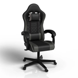 FOTEL GAMINGOWY BIUROWY KUBEŁKOWY GRACZA OBROTOWY HYPERSEAT CZARNY SZARY