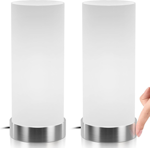 ZESTAW 2x LAMPKA NOCNA STOŁOWA LAMPA PROSTA STOJĄCA ZE ŚCIEMNIACZ DOTYKOWA