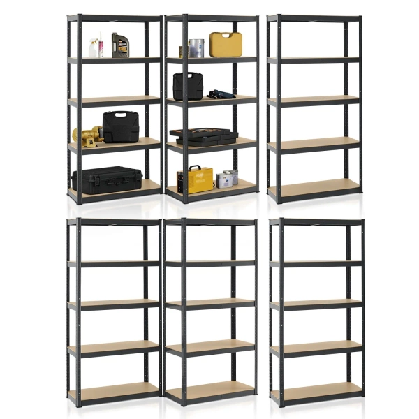 6x REGAŁ MAGAZYNOWY 180x90x40CM 5250KG SZARY METALOWY PÓŁKI GARAŻ PIWNICA