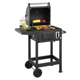 GRILL WĘGLOWY BBQ Z TERMOMETREM RUSZTEM POKRYWĄ I POKROWCEM MISSOURI 86CM