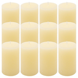 ŚWIECE STOŁOWE KREMOWE RUSTYKALNE 12 SZT 6,8x11,5 CM ŚWIECZKI KOLUMNOWE