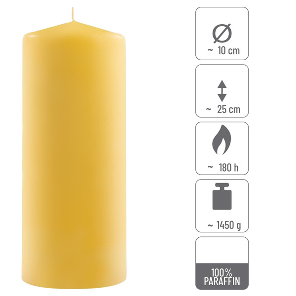 ŚWIECE STOŁOWE ŻÓTŁE 6 SZT 25x10 CM ŚWIECZKI WALCOWE TRADYCYJNE KOLUMNOWE