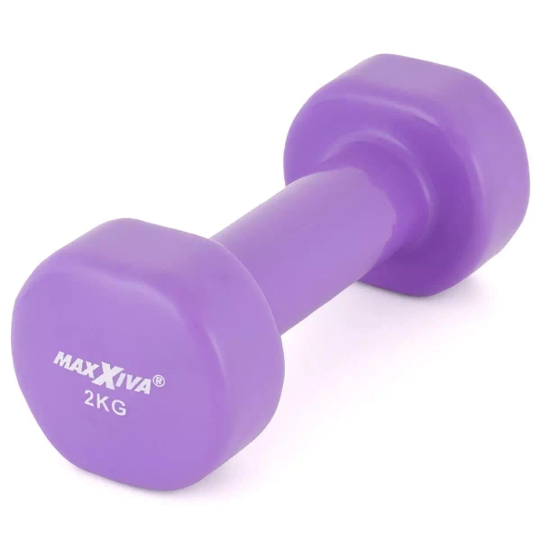 ZESTAW HANTLE WINYLOWE 2x 2,0 KG MAXXIVA FIOLETOWE CIĘŻARKI FITNES HANTELKI