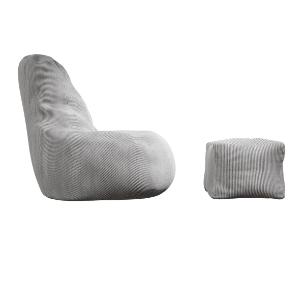 FOTEL RELAKSACYJNY TELEWIZYJNY WYPOCZYNKOWY GAMINGOWY Z PUFĄ JASNY SZARY XL