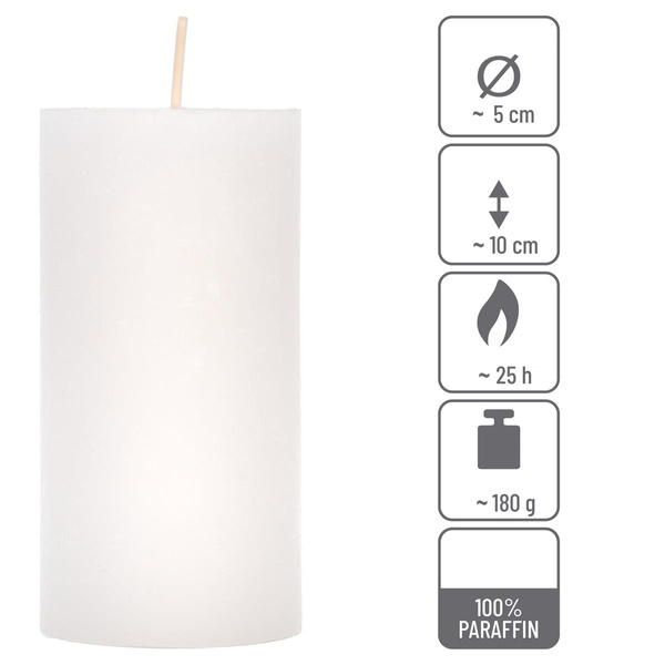 ŚWIECE STOŁOWE BIAŁE RUSTYKALNE 8 SZT 5x10 CM ŚWIECZKI WALCOWE KOLUMNOWE