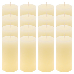 ŚWIECE STOŁOWE KREMOWE RUSTYKALNE 16 SZT 5x10 CM ŚWIECZKI WALCOWE KOLUMNOWE