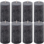 ŚWIECE STOŁOWE ANTRACYTOWE RUSTYKALNE 8 SZT 5x10 CM ŚWIECZKI KOLUMNOWE