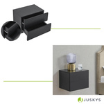 WISZĄCA SZAFKA NOCNA 2 SZUFLADY 40x29x30 CM CZARNY MAT NOWOCZESNA