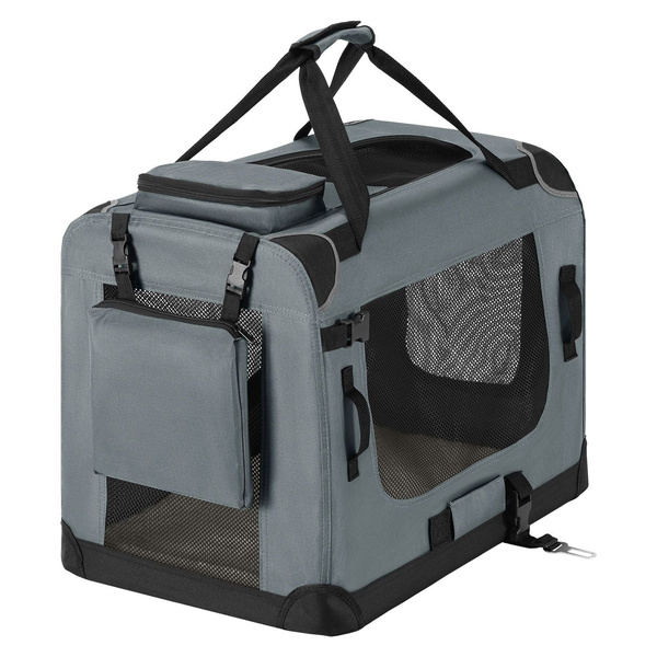 SZARA TORBA TRANSPORTOWA SKŁADANA KOJEC DLA PSA KOTA TRANSPORTER M 60x44x42