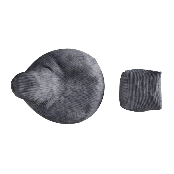 FOTEL RELAKSACYJNY TELEWIZYJNY WYPOCZYNKOWY GAMINGOWY Z PUFĄ CIEMNY SZARY L