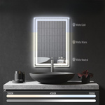  LUSTRO 50x70 CM ŁAZIENKOWE WISZĄCE ŚCIENNE Z LED + ANTI-FOG + ZEGAR