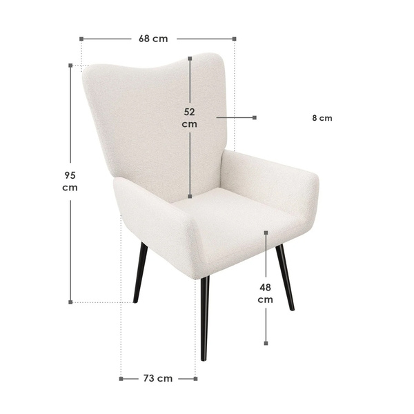 FOTEL USZAK RELAKSACYJNY WYPOCZYNKOWY SKANDYNAWSKI STYL DO KARMIENIA BEŻOWY